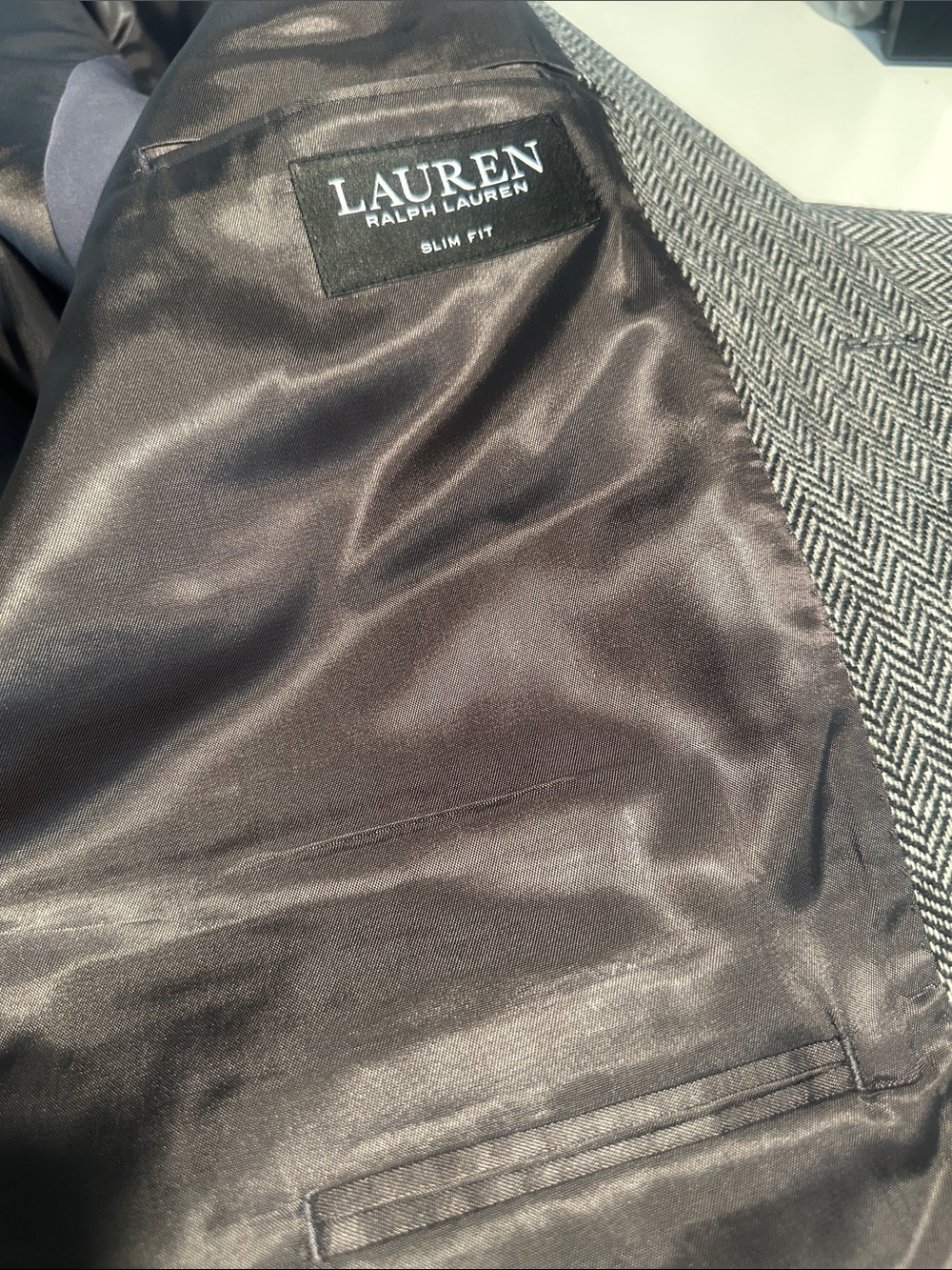 NWT Lauren Ralph Lauren Men's Gray Herringbone Sport Coat - Picture 8 of 11